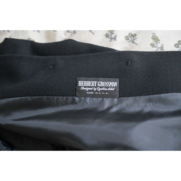 Vintage 1980s Black Wool Crepe Suit Herbert Grossman by Cynthia Sobel USA 14 - Picture 8 of 8